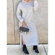 Robe Sweat Robe casual Robe d'hiver Femme robe longue Fendu Extérieur du quotidien Vacances Actif Mode Capuche manche longue 2023 Ample Noir Vin Bleu S M L XL 2XL