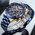 Montre à quartz de luxe de mode LIGE pour hommes Étanche Luminous Montres en acier inoxydable Montres de sport chronographe Relogio Masculino