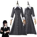 Mercredi Addams Déguisements Thème Film / TV Mercredi Robe Tenue Femme Cosplay de Film Punk et gothique Gris noir Noir 1 Noir Halloween Carnaval Chemise Haut Jupe