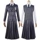 Mercredi Addams Déguisements Thème Film / TV Mercredi Robe Tenue Femme Cosplay de Film Punk et gothique Gris noir Noir 1 Noir Halloween Carnaval Chemise Haut Jupe