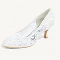 Escarpins pour femmes chaussures de mariée en dentelle talon chaton bout rond classique minimalisme mocassins en dentelle noir blanc ivoire