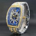 Montre Quartz Iced Out Pour Hommes Femmes Grand Poignet Montres Quartz Plein Diamant Visage Bleu Accessoires Hip Hop Montre Étanche Reloj Hombre