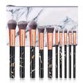 Ensemble de pinceaux de maquillage en marbre 10 pièces professionnel premium synthétique kabuki fond de teint crème poudre pour le visage blush correcteur pinceau fard à paupières