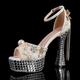 chaussures de mariage pour mariée demoiselle d'honneur femmes bout fermé blanc pu pompes avec strass cristal imitation perle nœud papillon gland stiletto talon haut plate-forme fête de mariage saint valentin luxueux