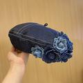 Casquette de béret à décor de fleurs vintage pour femmes, bérets lavés en denim bleu, chapeau octogonal léger, chapeaux de peintre classiques