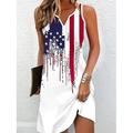 Jour de l'Indépendance Robe Mini Femme Robe Petite Robe T-Shirt Robe Tee Robe d'été Robe Active Mode Streetwear Plein Air Vacances Rue Coupe Régulière Drapeau Sans Manches Fente