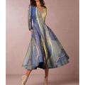 robe de soirée semi formelle pour femme robe d'invité de mariage robe swing robe midi bleu manches 3/4 tie dye froncé hiver automne automne col en v élégant 2023 s m l xl xxl 3xl