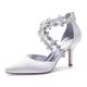 Femme Chaussures de mariage Escarpins Chaussures bling-bling Chaussures habillées Chaussures scintillantes Chaussures de mariée Cristal Talon haut Bout pointu Elégant Luxueux Satin Fermeture Argent