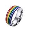 bague arc-en-ciel six couleurs bague gay lgbt gay / bague de personnalité en acier titane pour hommes à la mode