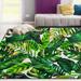 FREEAM Palm Leaf Non Slip Area Rug for Living Dinning Room Bedroom Kitchen 4 x 6 (48 x 72 Inch) Watercolor Tropical Leaf Nursery Rug Floor Carpet Yoga Mat