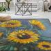 FREEAM Sunflower Non Slip Area Rug for Living Dinning Room Bedroom Kitchen 2 x 3 (24 x 36 Inch / 60 x 90 cm) Oil Painting Nursery Rug Floor Carpet Yoga Mat