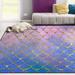 Wellsay Mermaid Non Slip Area Rug for Living Dinning Room Bedroom Kitchen 3 x 5 (39 x 60 Inches / 100 x 150 cm) Colorful Mermaid Scale Nursery Rug Floor Carpet Yoga Mat