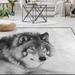 Wellsay Animal Wolf Non Slip Area Rug for Living Dinning Room Bedroom Kitchen 4 x 5 (48 x 63 Inches) Black and White Wolf Nursery Rug Floor Carpet Yoga Mat