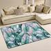 Wellsay Watercolor Banana Leaves Non Slip Area Rug for Living Dinning Room Bedroom Kitchen 4 x 6 (48 x 72 Inches / 120 x 180 cm) Tropical Leaves Nursery Rug Floor Carpet Yoga Mat