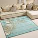 Wellsay Ocean Seashell Non Slip Area Rug for Living Dinning Room Bedroom Kitchen 4 x 5 (48 x 63 Inches / 120 x 160 cm) Wooden Seashell Nursery Rug Floor Carpet Yoga Mat