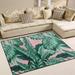 Wellsay Tropical Leaves Non Slip Area Rug for Living Dinning Room Bedroom Kitchen 4 x 5 (48 x 63 Inches / 120 x 160 cm) Palm Tree Nursery Rug Floor Carpet Yoga Mat