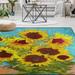 Wellsay Sunflower Non Slip Area Rug for Living Dinning Room Bedroom Kitchen 1.7 x 2.6 (20 x 31 Inches / 50 x 80 cm) Van Gogh Oil Painting Sunflower Nursery Rug Floor Carpet Yoga Mat