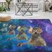 Wellsay Galaxy Cat Non Slip Area Rug for Living Dinning Room Bedroom Kitchen 4 x 5 (48 x 63 Inches / 120 x 160 cm) Watercolor Universe Cat Nursery Rug Floor Carpet Yoga Mat