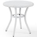 Afuera Living 20 Round Wicker Patio End Table in White Finish