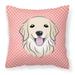 Carolines Treasures BB1205PW1818 Checkerboard Pink Golden Retriever Canvas Fabric Decorative Pillow 18H x18W