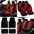FH Group FH Travel Master Car Seat Covers for Auto Complete Seat Covers Set with Black Carpet Floor Mats Red Black