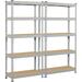 Topeakmart 2 Pieces of 5 Tiers Boltless Storage Shelf Goods Rack for Home Warehouse Light Gray