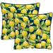 Jordan Manufacturing 16 x 16 Lemons Navy Fruit Square Outdoor Throw Pillow with Welt