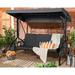 Magic Union Outdoor Porch Swing with Canopy 3 Person Patio Porch Swing Chairs with Stand Porch Bed Swing with Removable Cushion for Patio Garden Poolside Gray