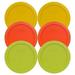 4 Cup (2) Butter Yellow (2) Pumpkin Orange & (2) Edamame Green Plastic Food Storage Lids Made In