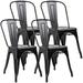 YZboomLife Metal Dining Chair Stackable Indoor-Outdoor Industrial Vintage Chairs Bistro Kitchen Cafe Side Chairs with Back Set of 4 (Grey)