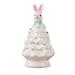 Leadrop Easter Ornament Battery Powered Resin Pink Bunny Tree Statue with LED Light Festival Decoration Home Decor