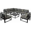 9 Pieces Outdoor Aluminum Furniture Set Patio Corner Sofa Set Outdoor Sectional Conversation Sets with Coffee Table Modern Outdoor Sofa with Thick Cushion for Outdoor Balcony Backyard - Gray