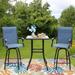 Summit Living 3 Pieces Outdoor Patio Swivel Bar Stools Set Metal Bar Height Bistro Set for 2 People Blue