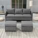 CHYVARY 3-Piece Patio Sofa Set Rattan Outdoor Furniture Set Three-Seat Sofa Ottomans Suiting Backyard Poolside and Patio Gray