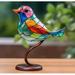 Stained Glass Birds on Branch Desktop Ornaments Double Sided Multicolor Style Bird Statue Ornaments for Home Office Decor A bird