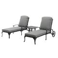 Villeston Outdoor Chaise Lounge Chair Cast Aluminum Lounge Chairs with Wheels and Adjustable Reclining Set of 2 with Gray Cushions and 1 Side Table