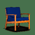 Single Sofa Chair with Solid Wood Legs Modern Comfy Upholstered Armchair with Deep Seat Accent Side Chair for Indoor Outdoor Garden Backyard Porch Navy Cushions