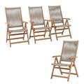 OC Orange-Casual Folding Outdoor Dining Chair Patio FSC Certified Acacia Wooden Rope Reclining Chair w/Armrest Indoor & Outdoor Set of 4 Beige