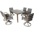 7 Piece Patio Dining Set Aluminum Outdoor Dining Set with 6 Swivel Chair Padded Removable Thicker Cushion 57-inch Rectangle Dining Table Patio Dining Bistro Sets - 6 Swivel Chair