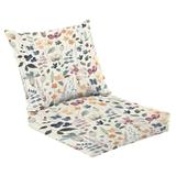 2 Piece Indoor/Outdoor Cushion Set Watercolor floral seamless pattern vintage rustic style colored garden Casual Conversation Cushions & Lounge Relaxation Pillows for Patio Dining Room Office Seating