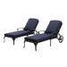 Villeston Outdoor Chaise Lounge Chairs Set of 2 Cast Aluminum Waterproof Lounger with Wheels and Adjustable Reclining Navy Cushion