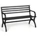 YZboomLife Outdoor Garden Patio Bench Iron Metal Steel Frame Park Bench with Backrest and Armrest for Lawn Porch Backyard Balcony-Black