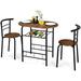 RUNFAYBIU 3 Piece Dining Set Compact 2 Chairs and Table Set with Metal Frame and Bistro Pub Breakfast Space Saving for Apartment and Kitchen (Natural & Black)