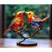 Stained Glass Birds on Branch Desktop Ornaments Double Sided Multicolor Style Bird Statue Ornaments for Home Office Decor Two bird