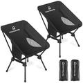 WARMOUNTS 2-Pack Portable Camping Chair 400LBS Folding Backpacking Chair w/ Side Pocket Carrying Bag Ultralight Compact Beach Chair for Picnic Hiking Fishing