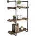 LIHONG 3 Tier Industrial Shelves Vintage Iron DIY Shelving Unit Rustic Wall Mounted Hanging Bookshelf Garage or Kitchen Storage Heavy Duty Floating Black Metal Rack Sturdy 35 inch No Wood