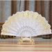 olkpmnmk Home Decor Accessories Chinese Style Dance Wedding Party Lace Silk Folding Hand Held Flower Fan White Living Room Decor