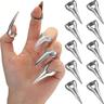 10 Pcs Finger Claws Cosplay Claws Rings Full Finger Set Retro Metal Nail Punk Rock Nail Finger Armor Gothic Talon Nail Fingertip Claw for Cosplay Nail Art Halloween