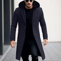 Men's Winter Coat Wool Coat Overcoat Trench Coat Outdoor Daily Wear Fall Winter Polyester Windbreaker Outerwear Clothing Apparel Fashion Streetwear Plain Hooded Single Breasted One-button