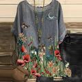 Women's Plus Size Shirt Blouse Heart Floral Daily Vacation Print Dolman Sleeve Lotus Short Sleeve Vintage Basic Casual Crew Neck Summer Spring